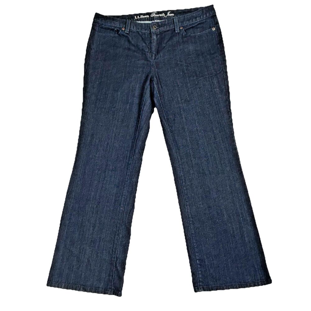 LL Bean Jeans Womens 12P Favorite Fit Blue Denim Straight Mid Rise Relaxed Work